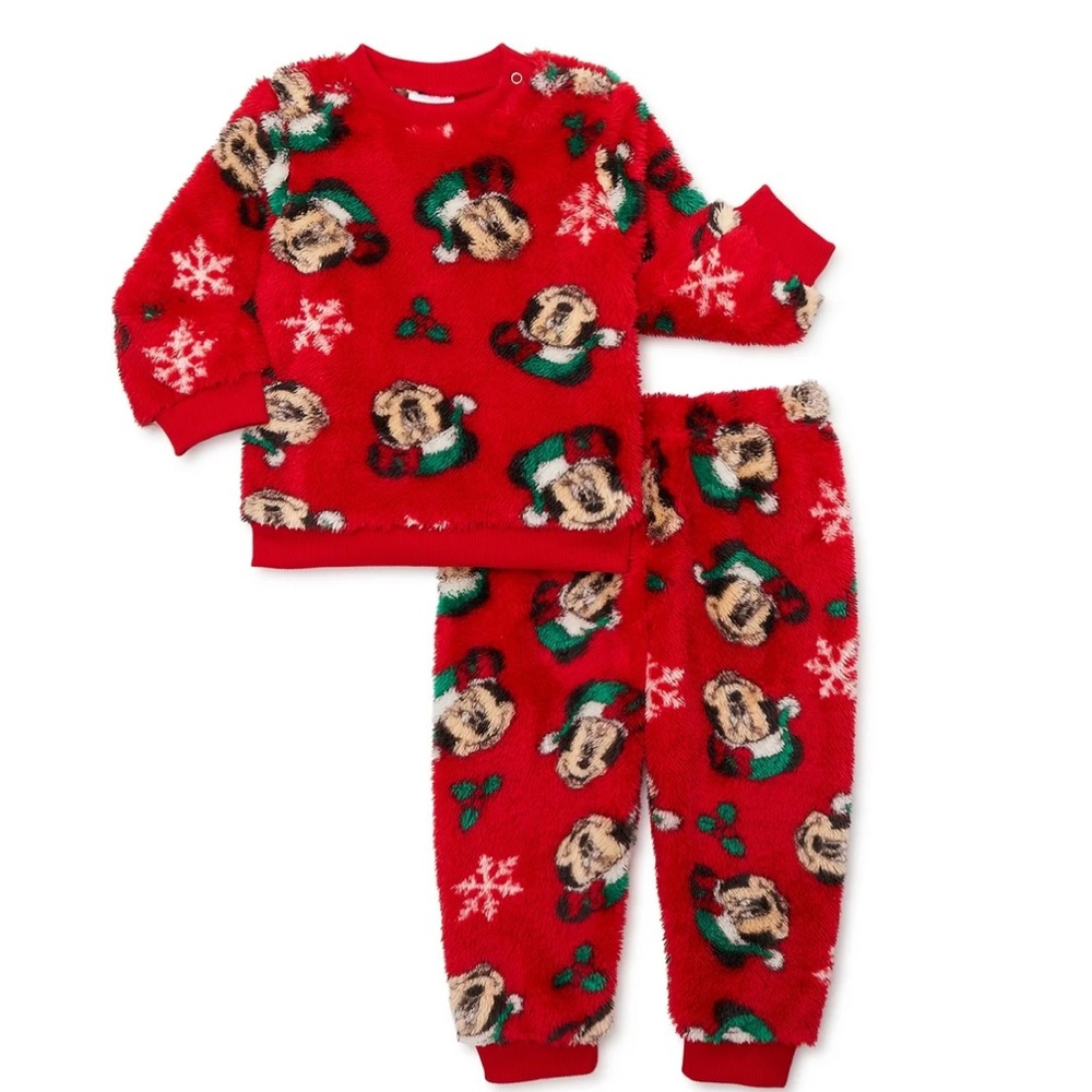 Disney Christmas Mickey Mouse Unisex Faux Sherpa 2-Piece Set
